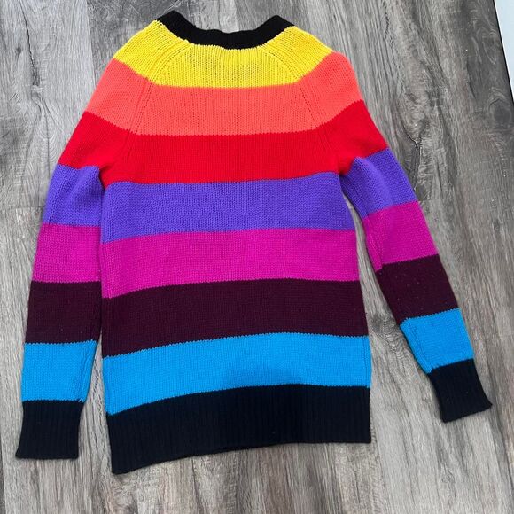 AQUA Cashmere Rainbow Stripe Cashmere Knit Sweater - Picture 4 of 5
